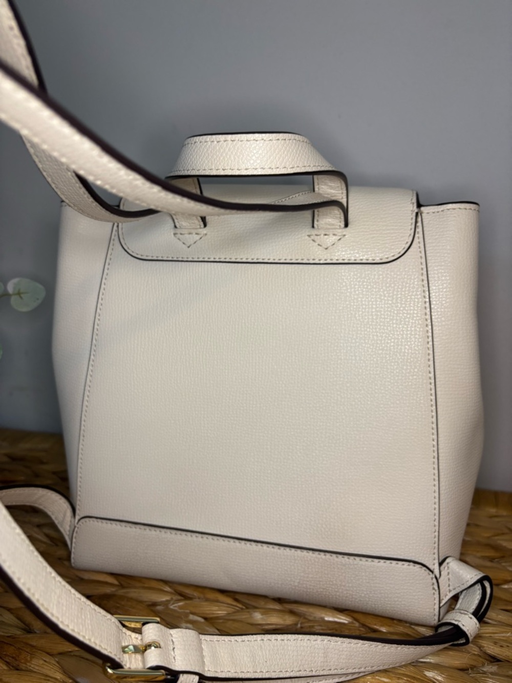 kate spade Cream Pebbled Leather Backpack with Front Pocket - Picture 10 of 16
